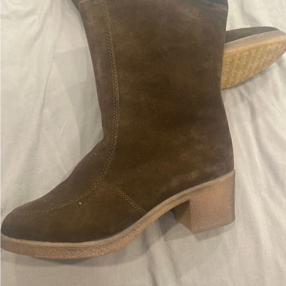 Bama Lams Echtes Lammfell Brown Suede With Sheepskin Lining Sz 9 Boot Zipper Vtg - Picture 12 of 12